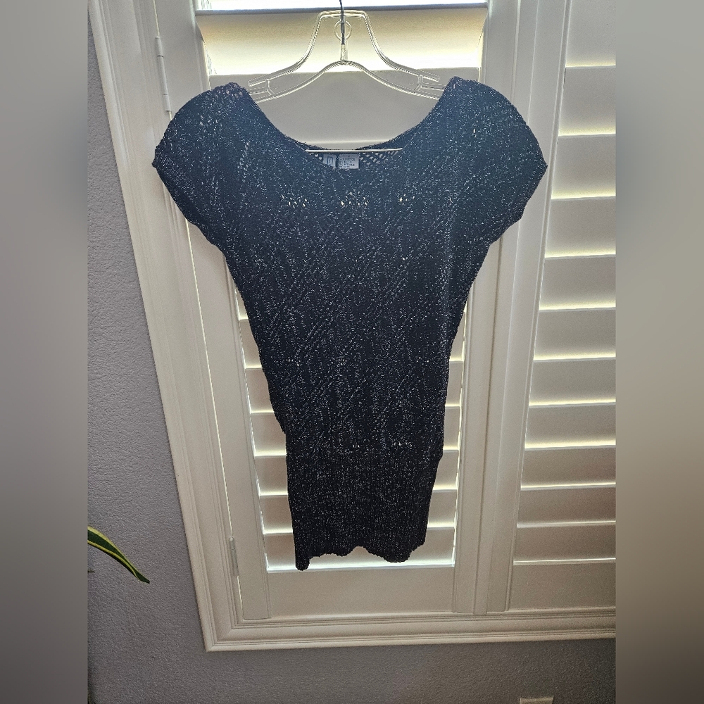Smvage Black Sparkle Vintage Knit Top Size Small